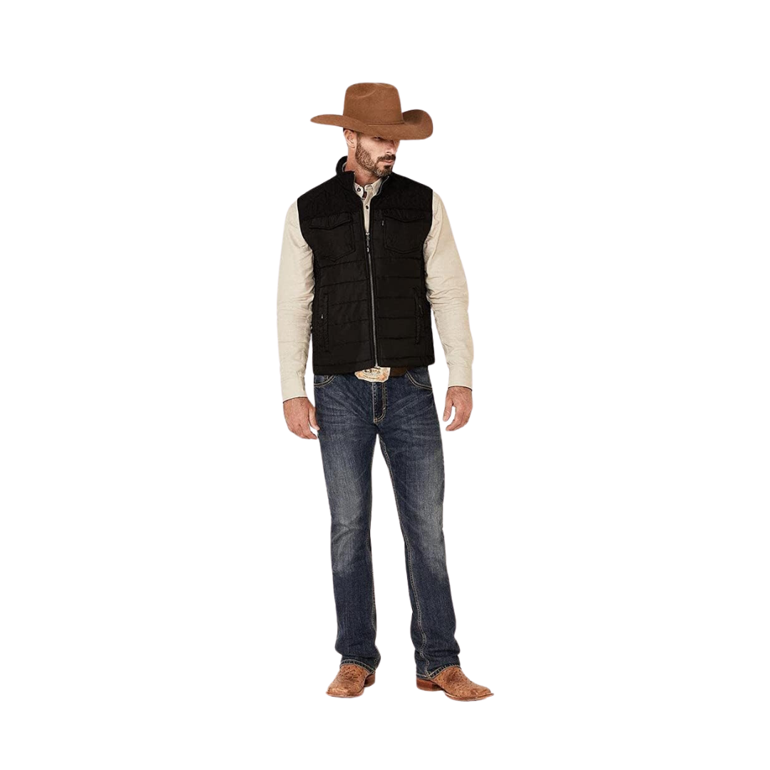 Quality Hooey Men's Black Packable Vest - Western Style