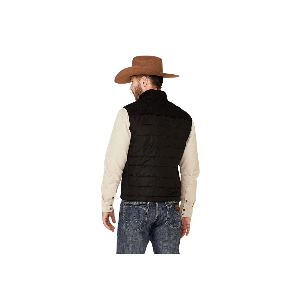Hooey Men's Solid Packable Zip Front Medium Black Vest