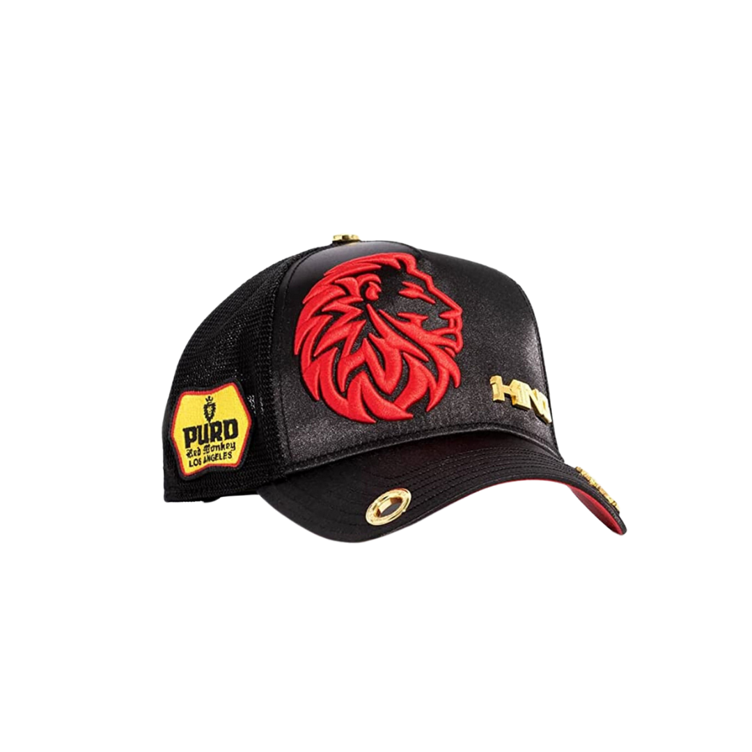 Red Monkey Unisex King Of The Ring Mesh Back Snapback Patch Hats Black Cap