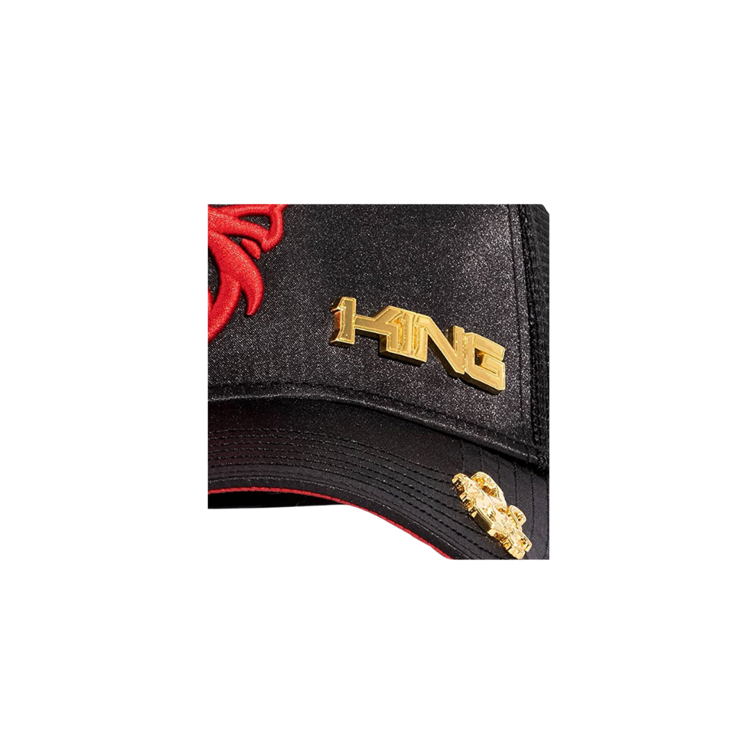 Red Monkey Unisex King Of The Ring Mesh Back Snapback Patch Hats Black Cap