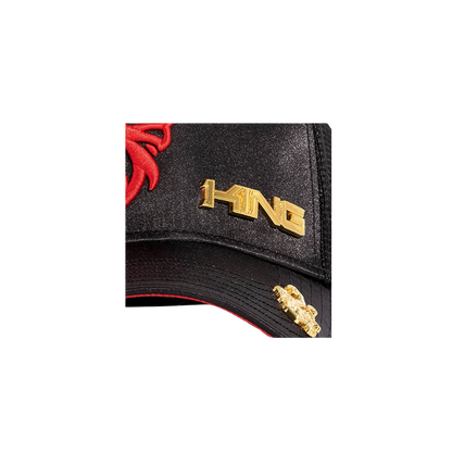 Red Monkey Unisex King Of The Ring Mesh Back Snapback Patch Hats Black Cap
