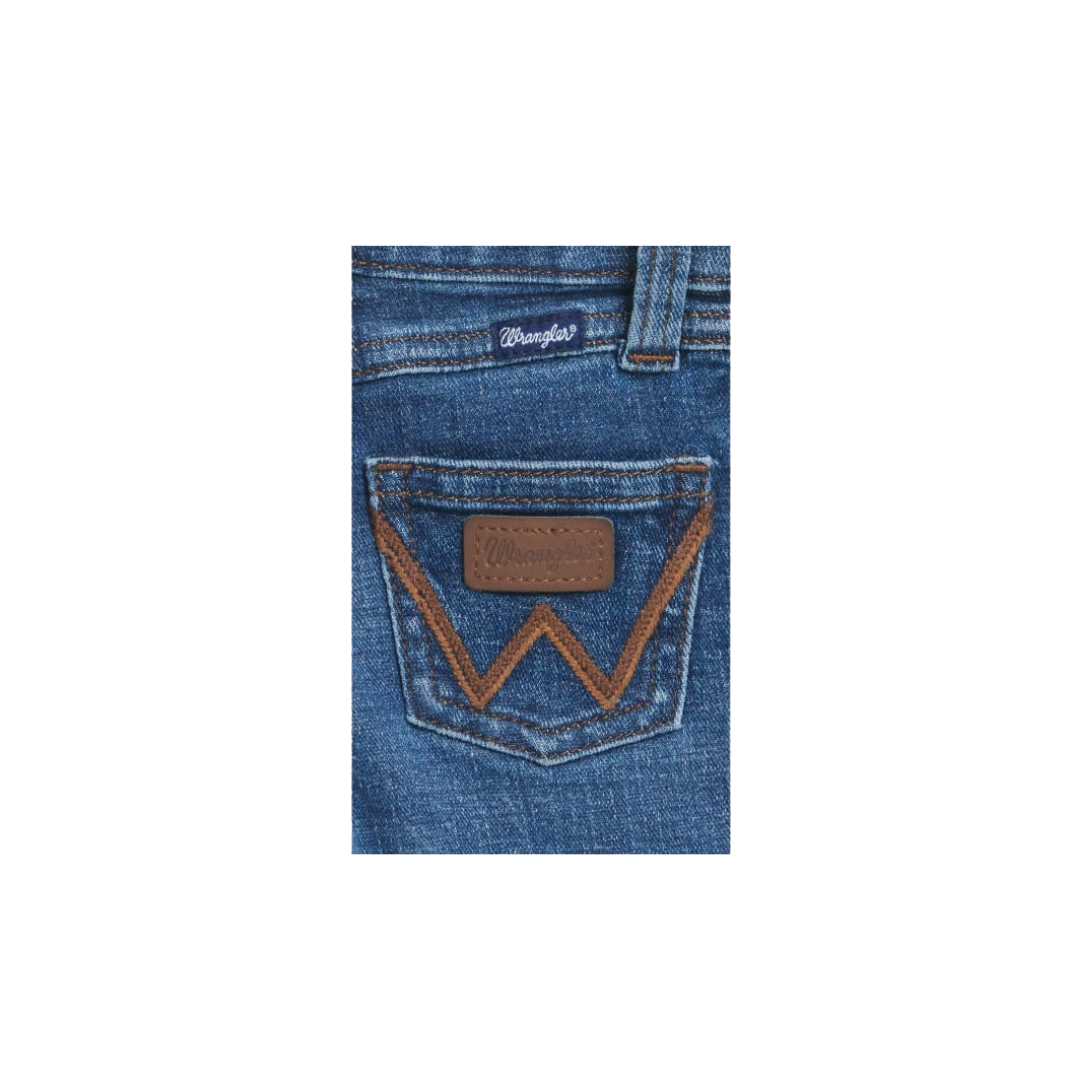 Wrangler Toddler Girl's Dark Wash Embroidered Chambray Blue Jeans