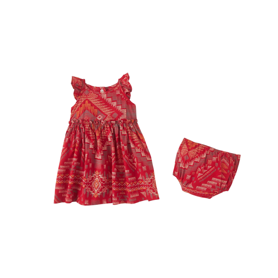 Wrangler Infant Girl's Wrangler Ruffle Strap Babydoll Red Dress