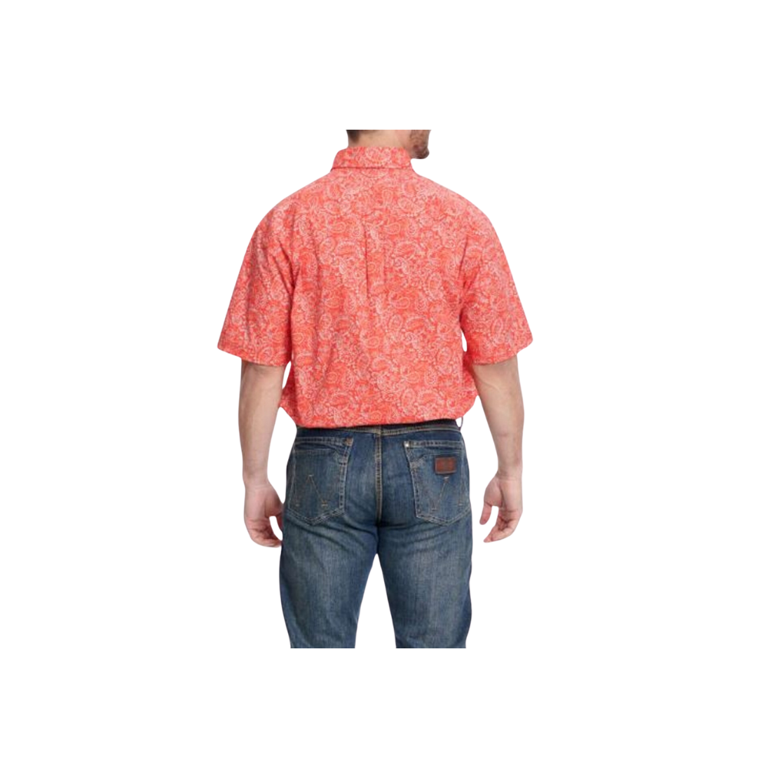 Wrangler Men's George Strait Paisley Short Sleeve Red Big Shirt