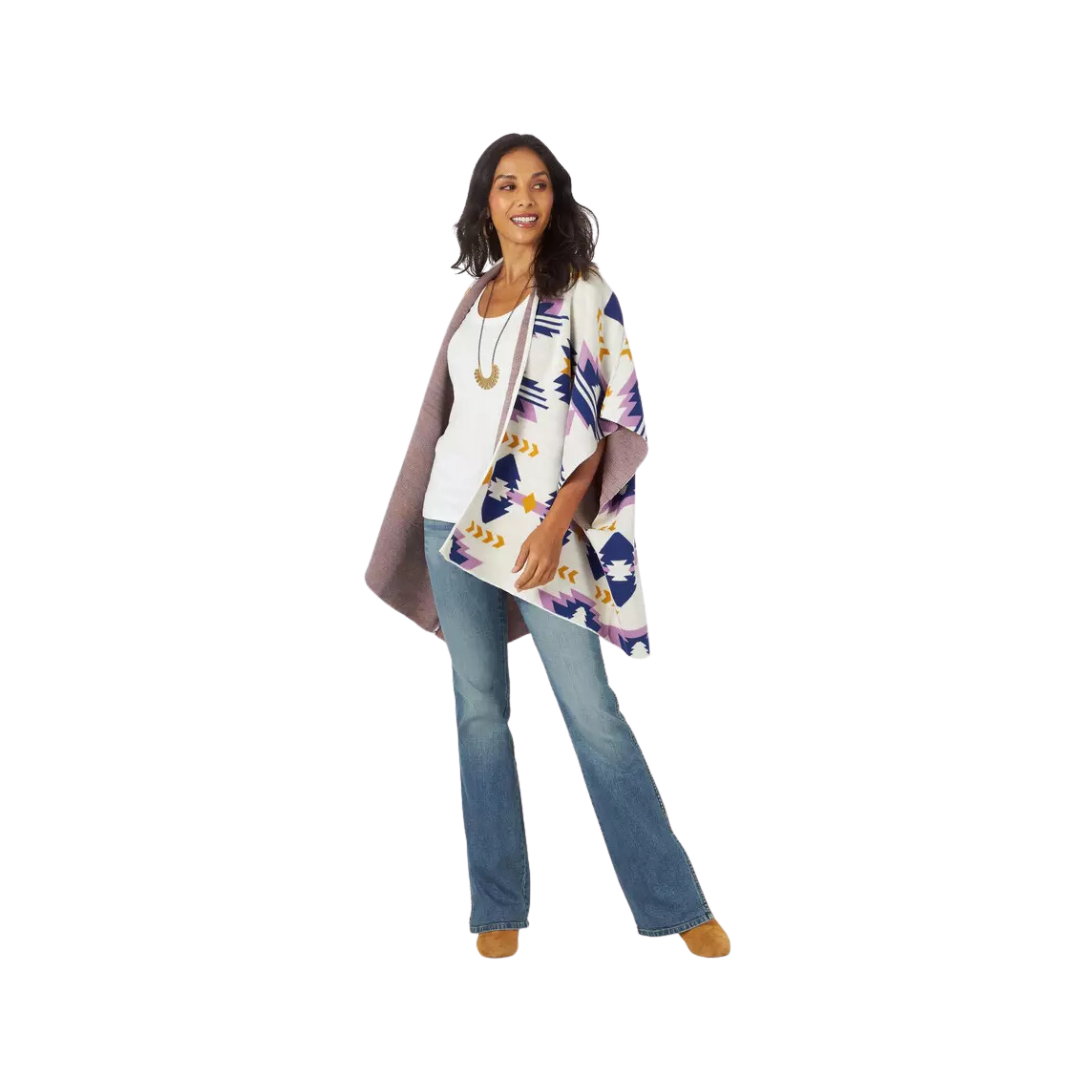 Wrangler Women's Retro Western Vintage White Poncho