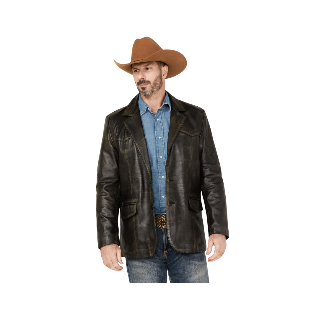 Sidran Men's Cripple Creek Leather Black Blazer