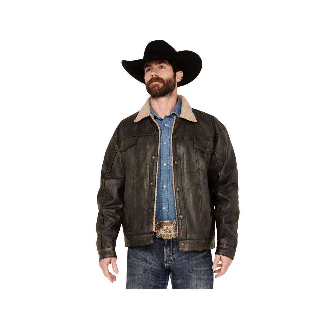 Sidran Men's Cripple Creek Sherpa Lined Leather Jacket