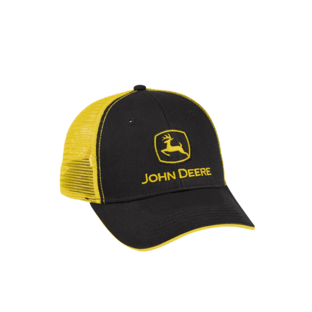 John Deere Men's Black Yellow Mesh Cap