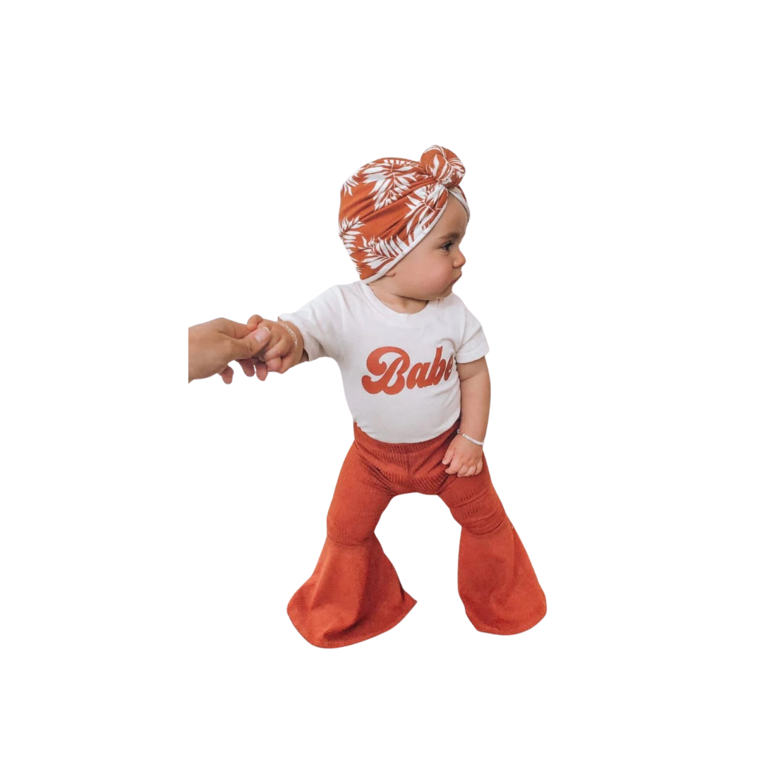 Panhandle Slim Infant Girl's Ribbed Girls Bell Flare Brown Pants