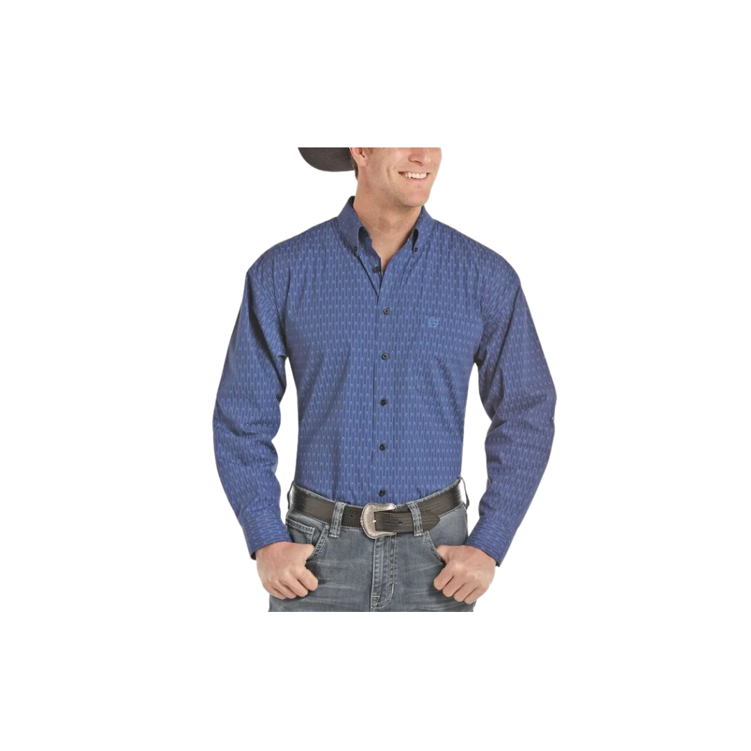 Panhandle Slim Men's Diamond Print Button Down Blue Shirt