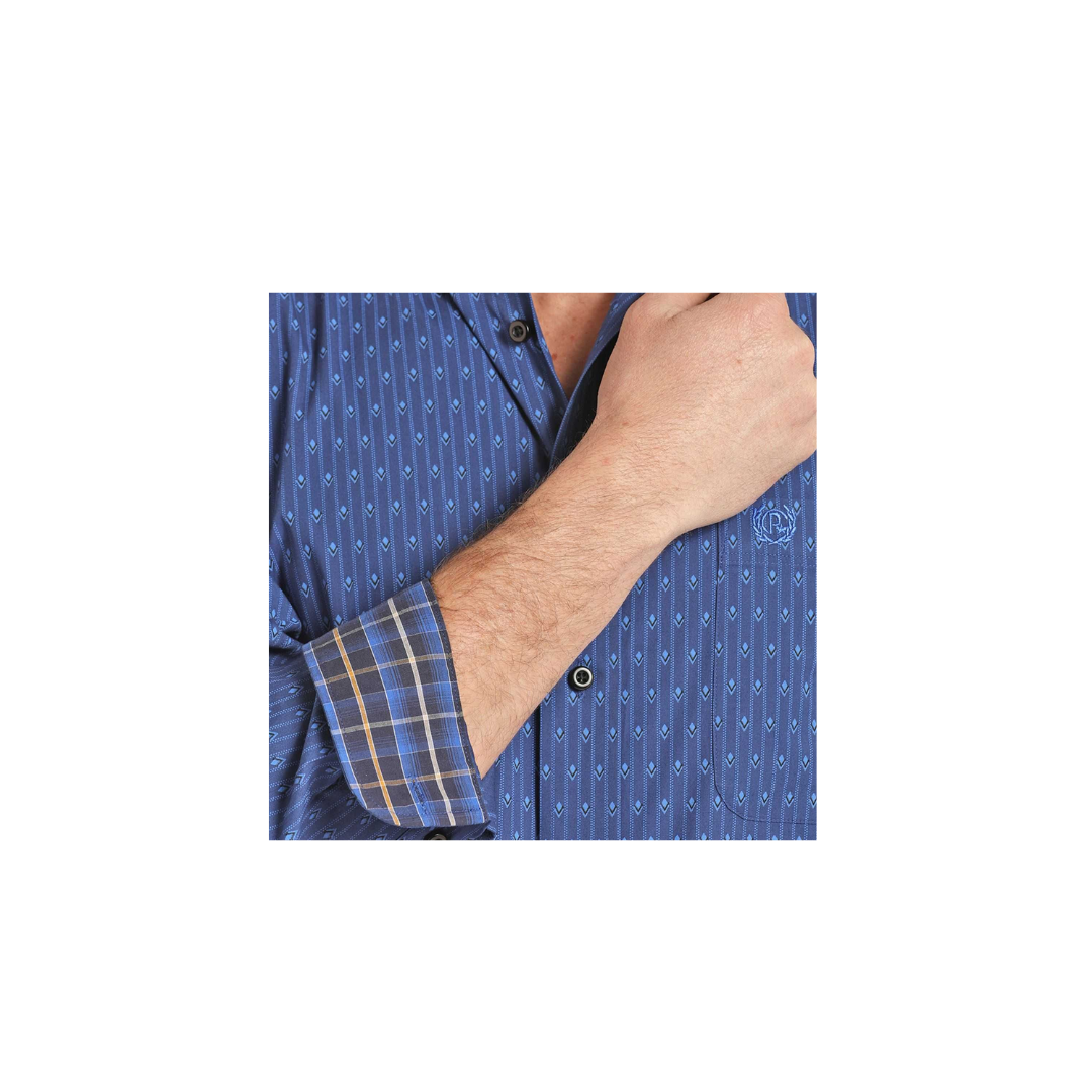 Panhandle Slim Men's Diamond Print Button Down Blue Shirt