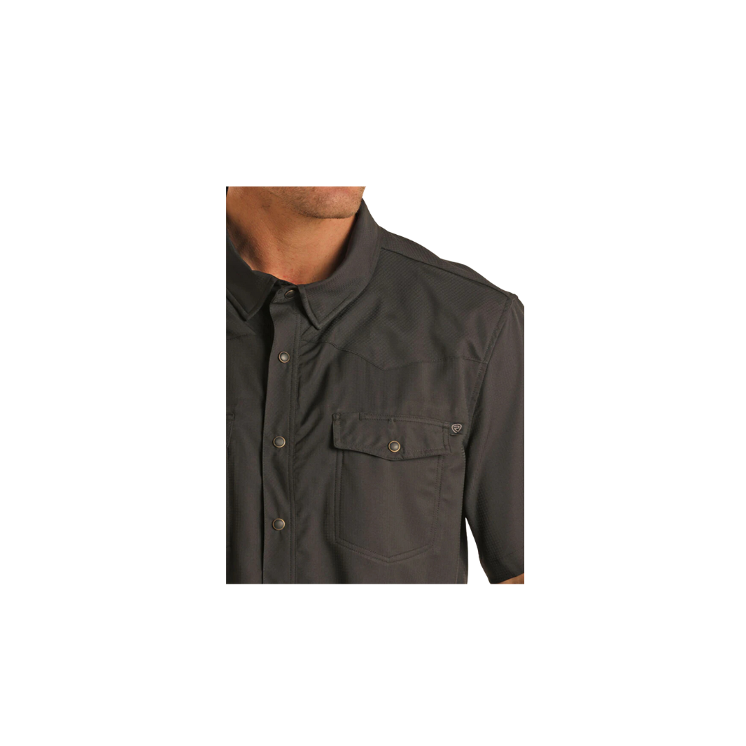 Panhandle Slim Men's Ripstop Short Sleeve Snap Black Shirt