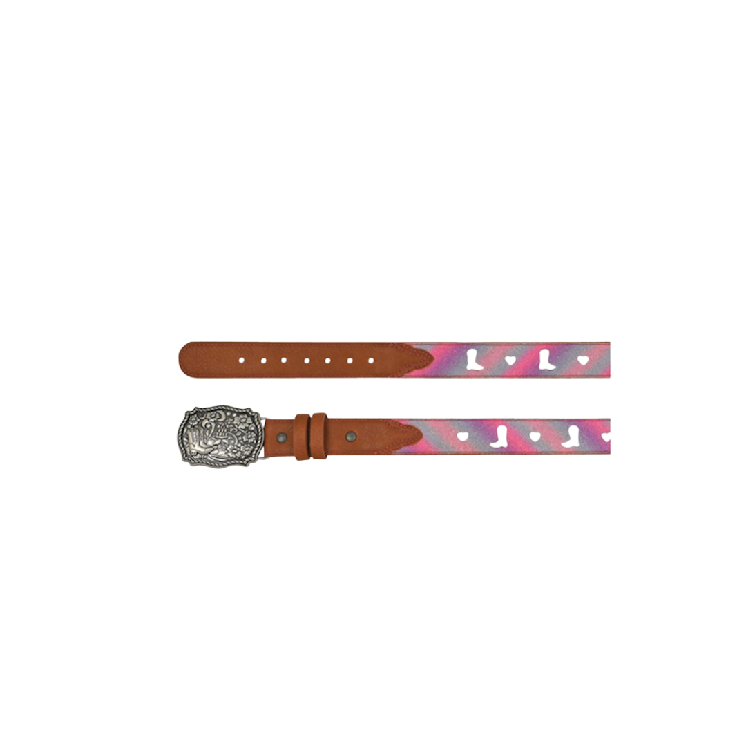 Catchfly Women's Pastel Shimmer Hearts And Boots Belt