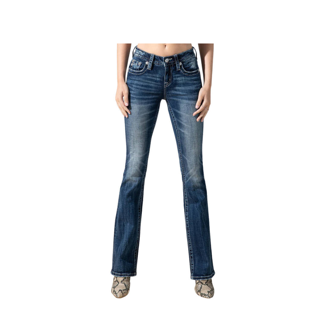 Miss Me Women's Crusader Bootcut Dark Wash Jeans