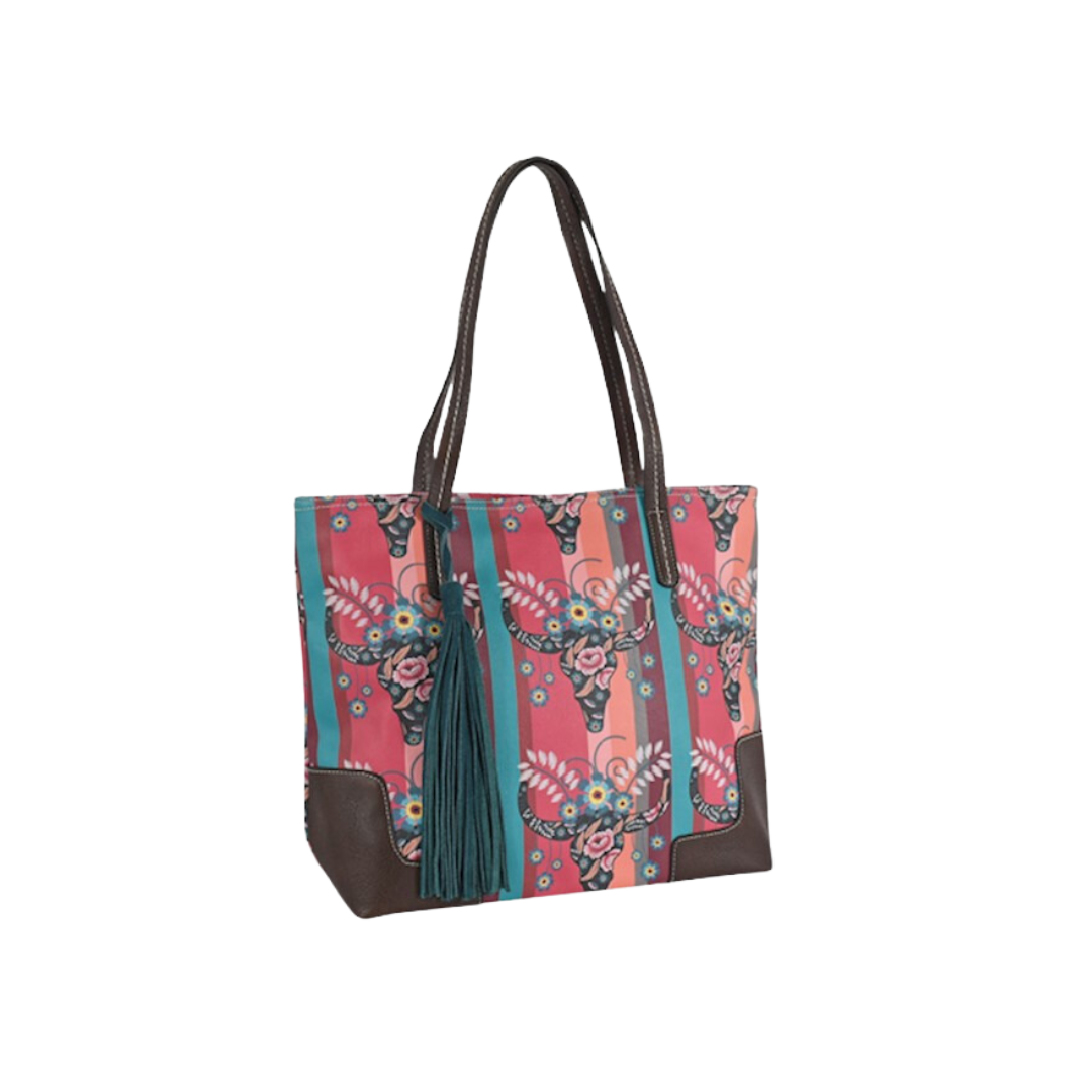 Catchfly Women's Steer Head Print Coral Tote