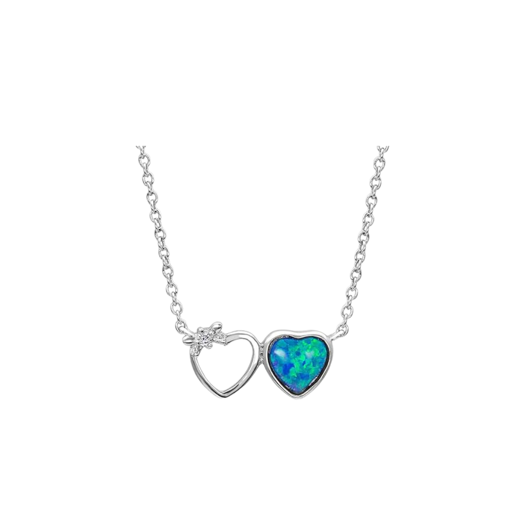Montana Women's Silversmiths Mirrored Heart Opal Silver One Size Necklace