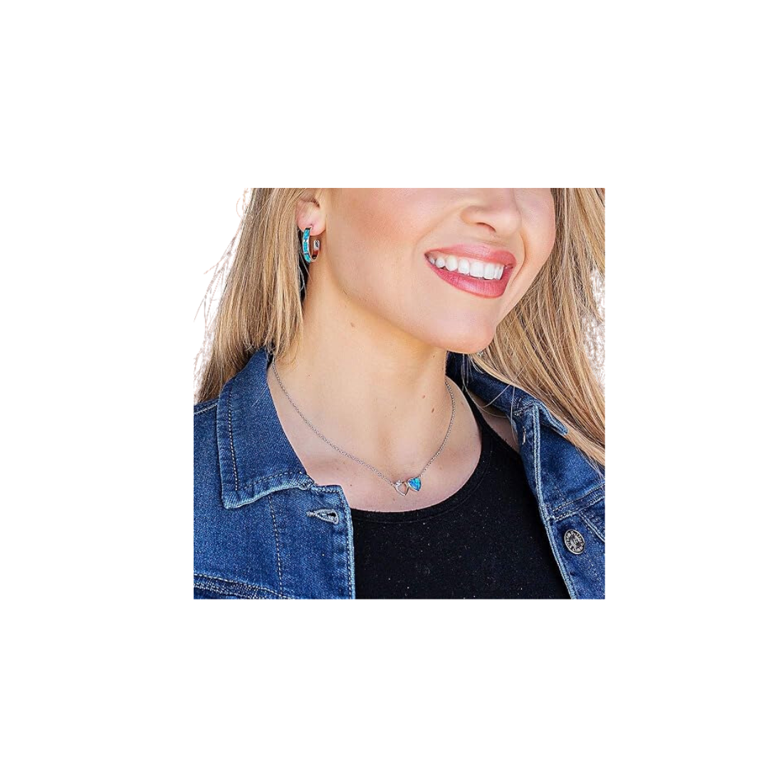 Montana Women's Silversmiths Mirrored Heart Opal Silver One Size Necklace