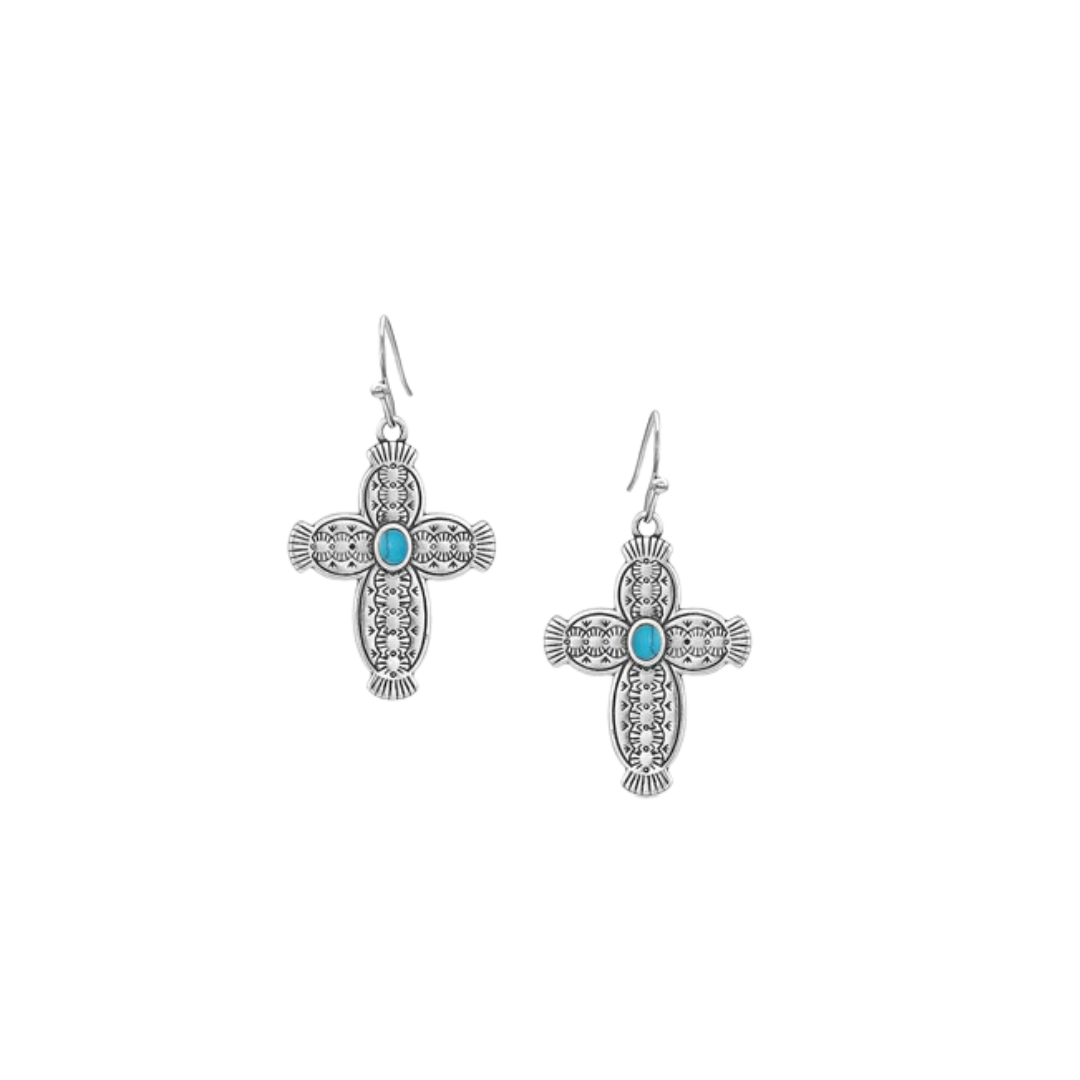 Montana Women's Royal Western Opal Cross Earrings