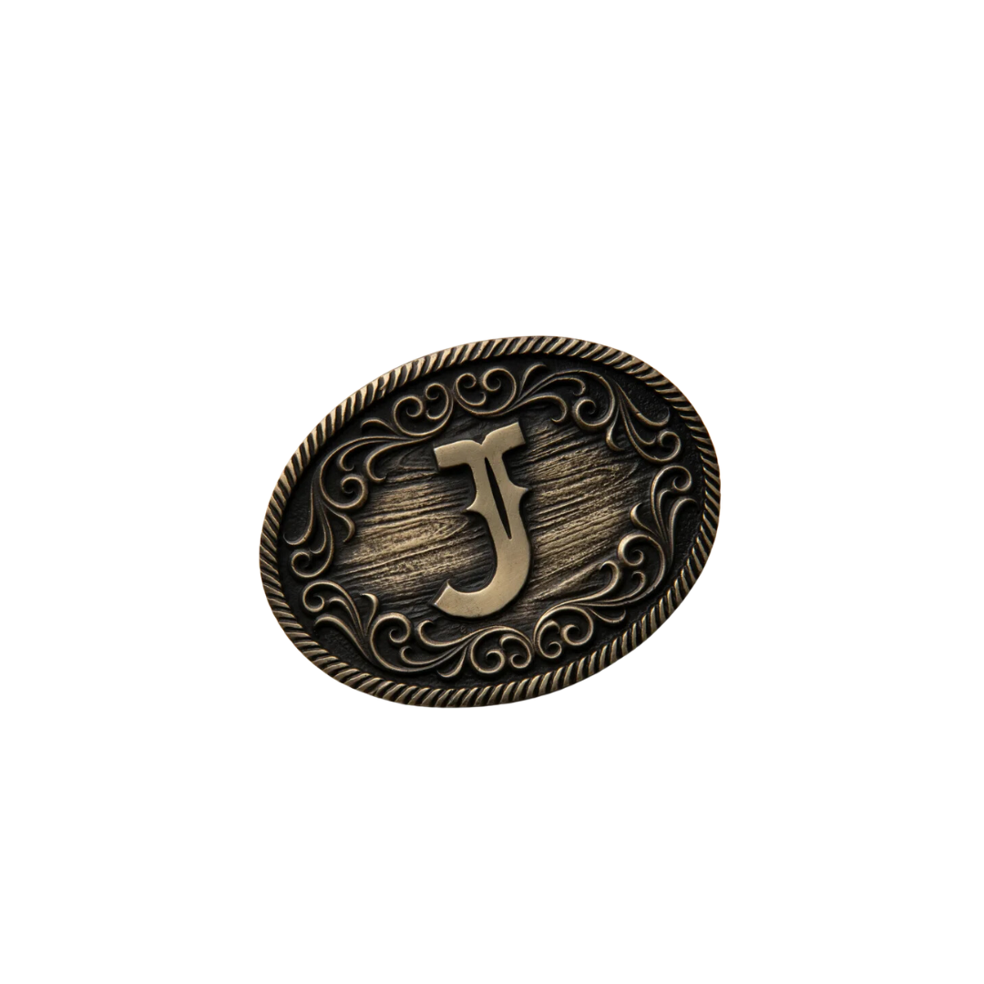 Montana Men's Silversmiths Antiqued Gold Filigree J Initial Attitude Belt Buckle
