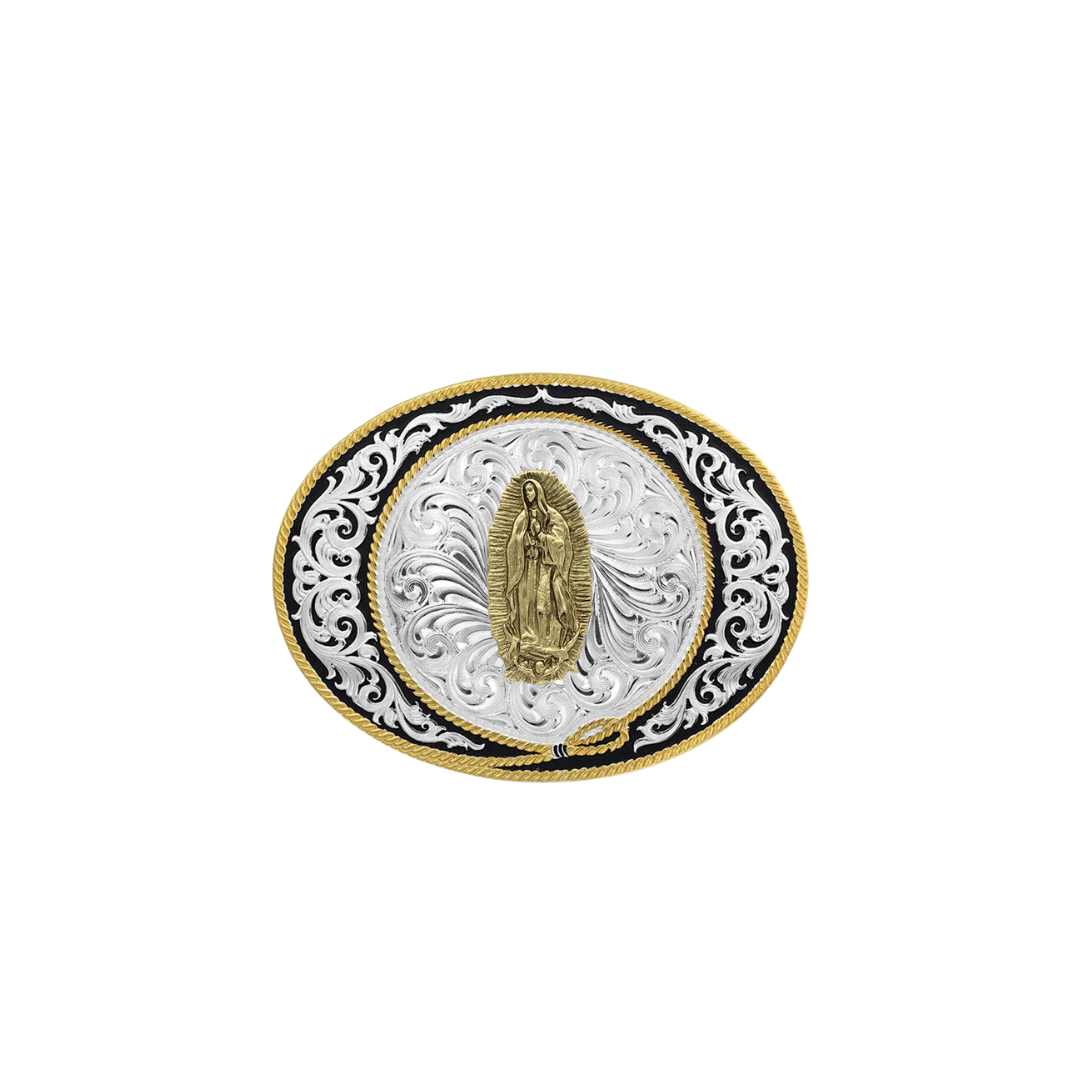 Montana Men's Silversmiths Our Lady Of Guadalupe Ranch Rope Silver Buckle