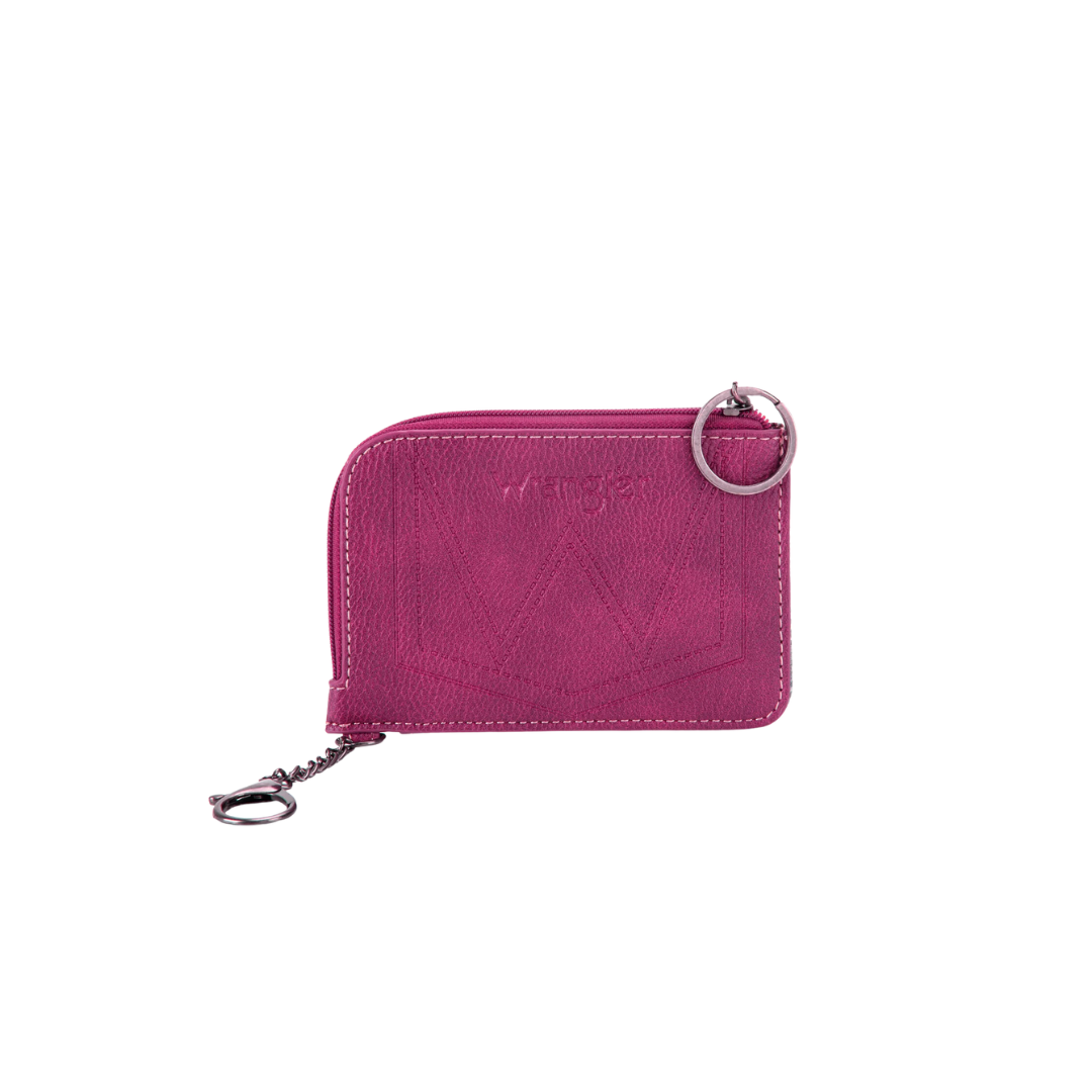 Wrangler Women's Southwestern Art Print Mini Zip Hot Pink Card Case