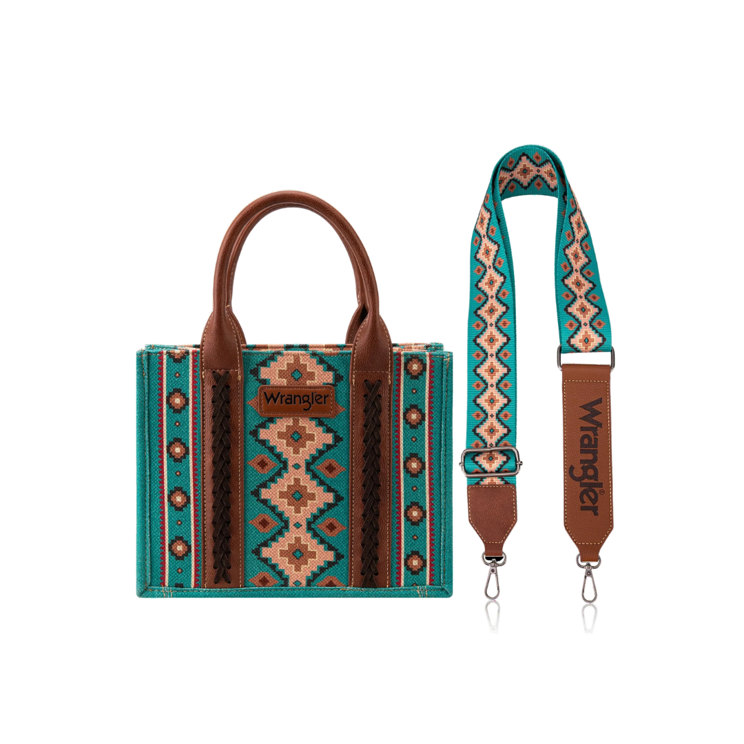 Wrangler Women's Southwestern Small Turquoise Crossbody Tote Bag