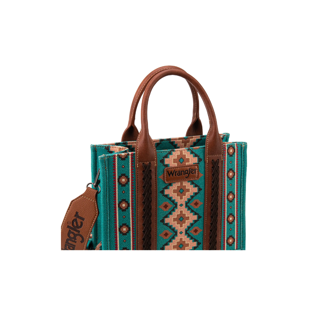 Wrangler Women's Southwestern Small Turquoise Crossbody Tote Bag
