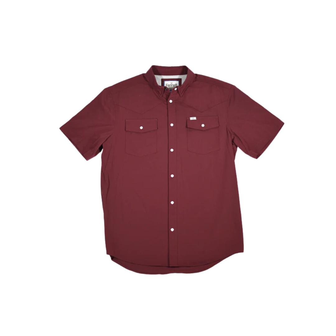 Ferrell Men's Core Short Sleeve Snap Maroon Shirt