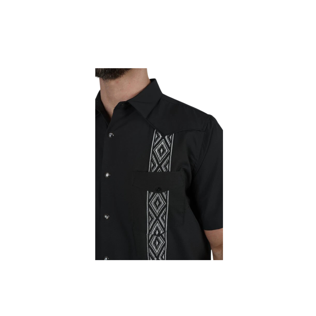 Platini Men's Modern Guayabera Charcoal Shirt