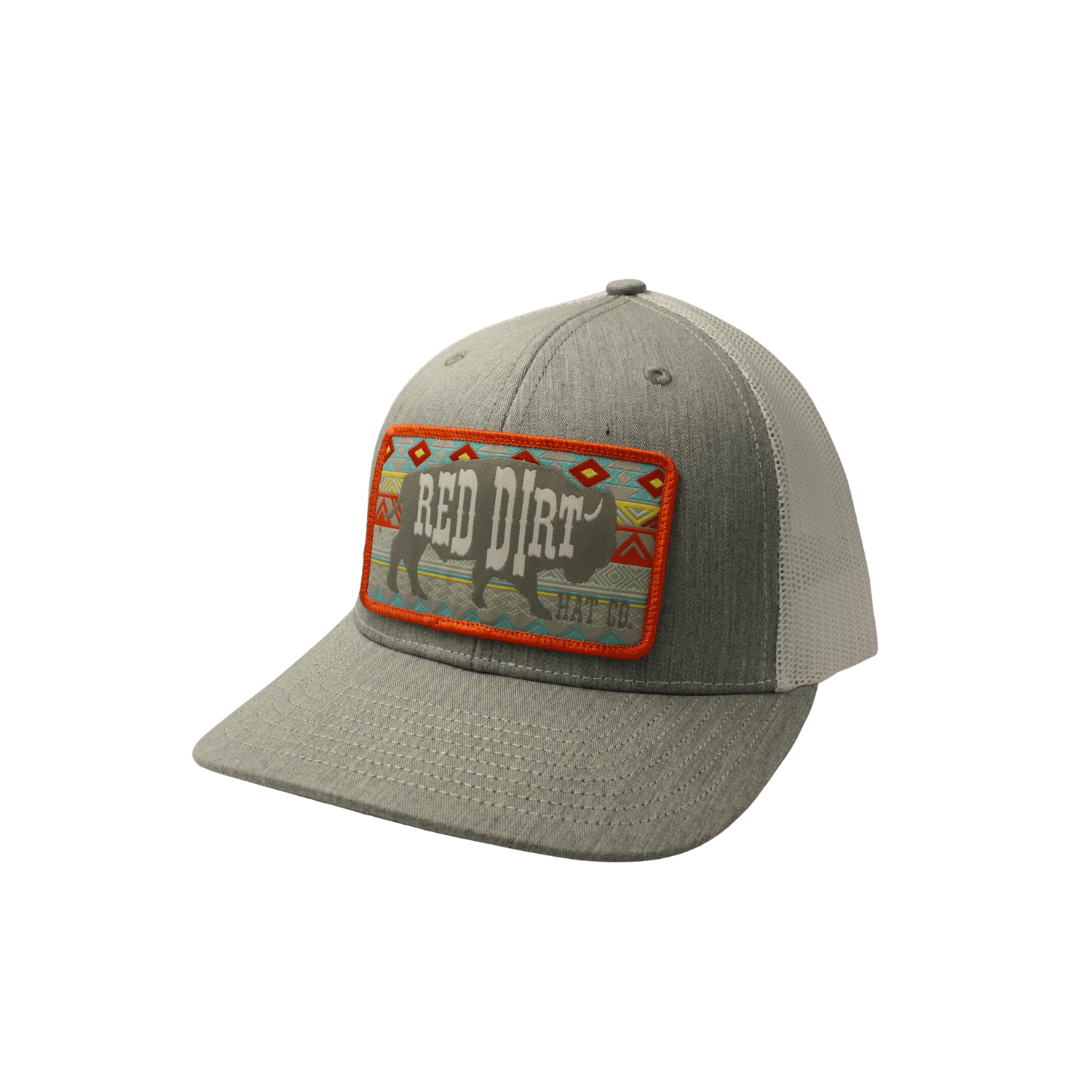 Red Dirt Men's Aztec Buffalo Ball Heather Grey Cap