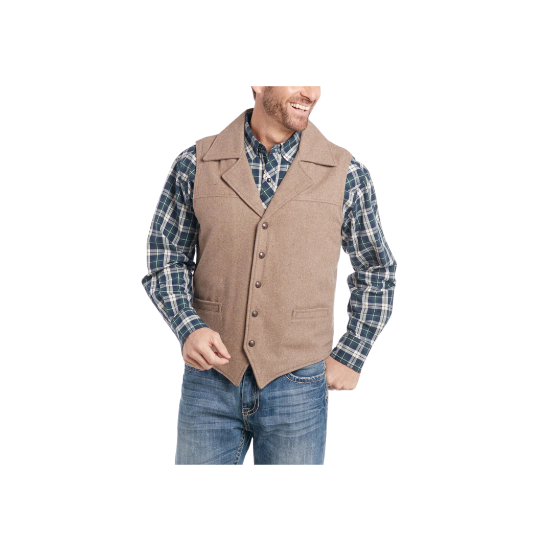 Cripple Creek Men's Wool Melton Collared Heather Oatmeal Vest