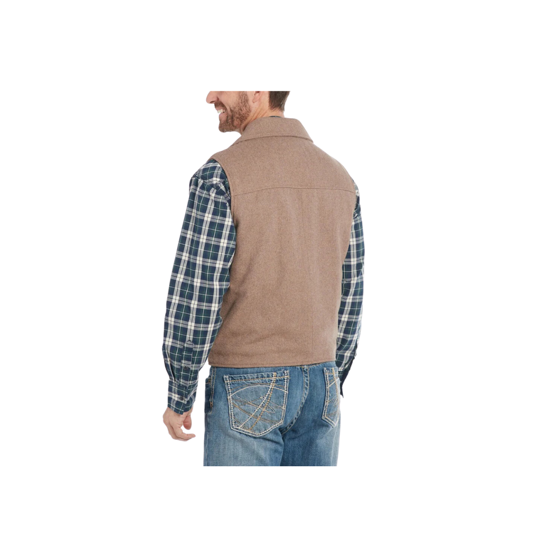 Cripple Creek Men's Wool Melton Collared Heather Oatmeal Vest