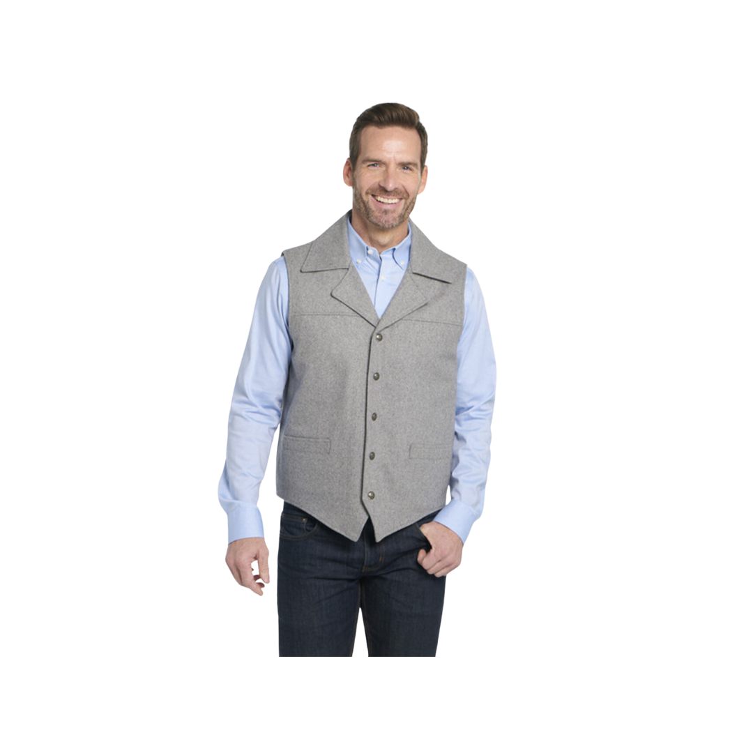 Cripple Creek Men's Apparel Wool Melton Snap Front Collared Concealed Carry Pocket Dove Grey Vest