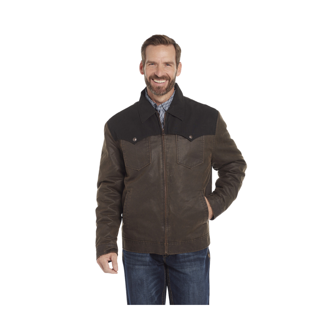 Sidran Men's Two Toned Enzyme Washed Cotton Ranch Concealed Carry Pocket Antique Brown Jacket