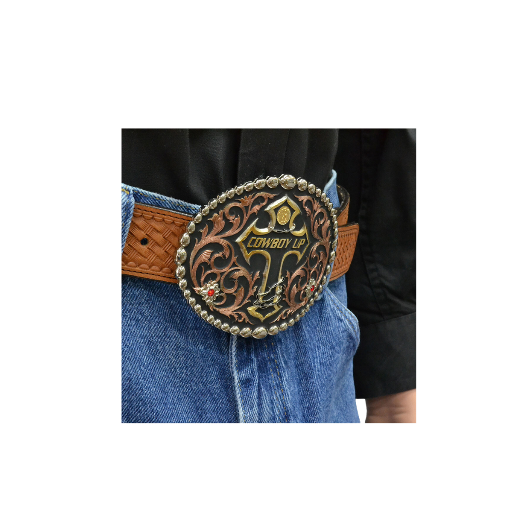 Montana Men's Tri Color Cowboy Up Attitude Belt Buckle