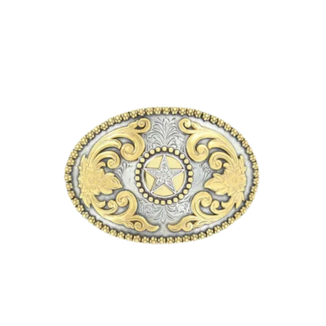 Nocona Men's Oval Embossed Silver Gold Buckle