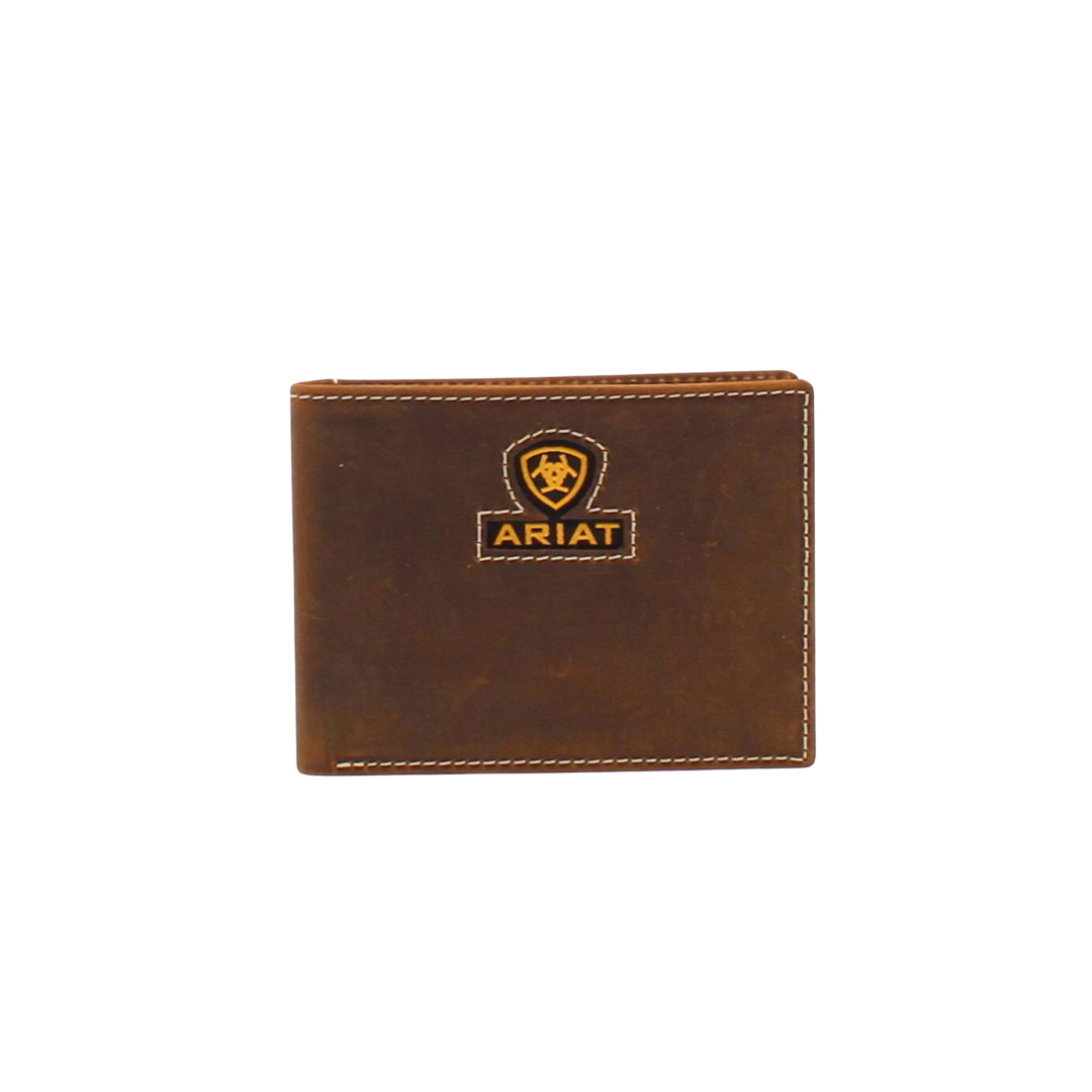 Ariat Men's Bifold Logo Ribbon Inlay Brown Wallet