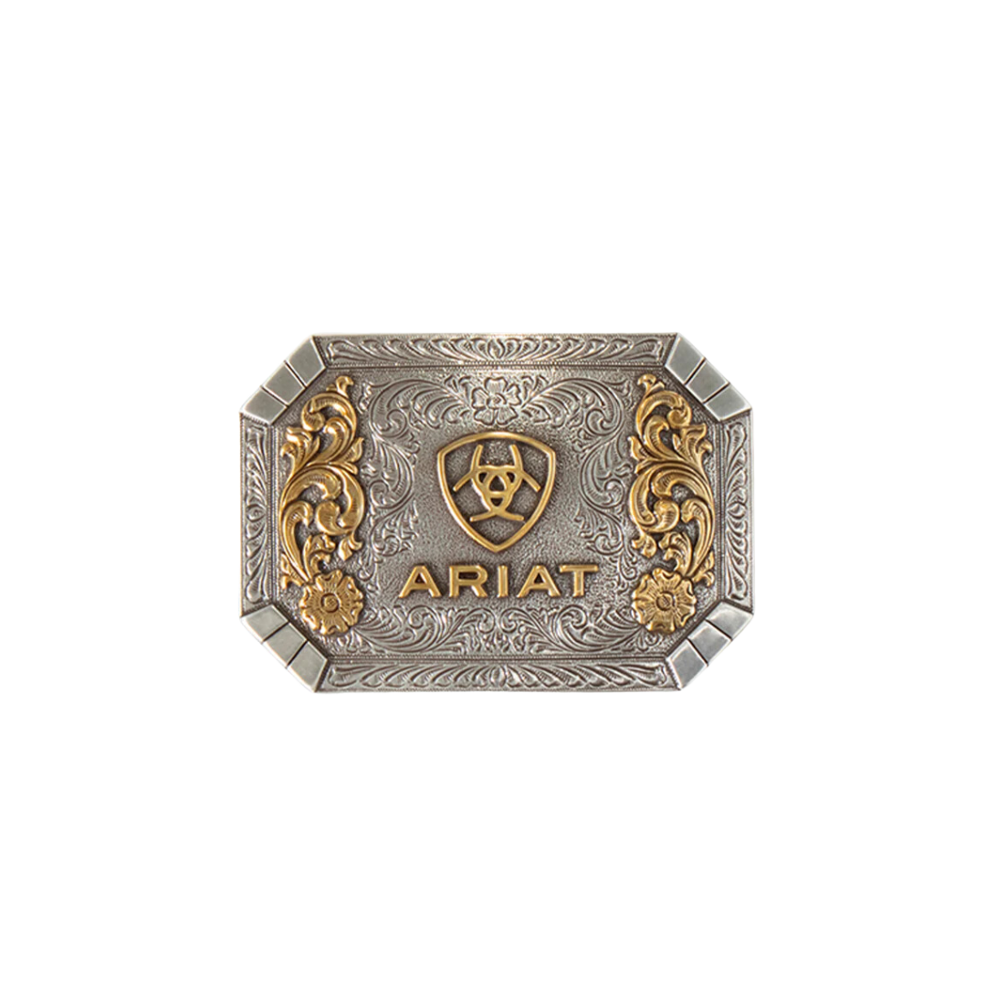 Ariat Men's Rectangle Floral Emblem Buckle