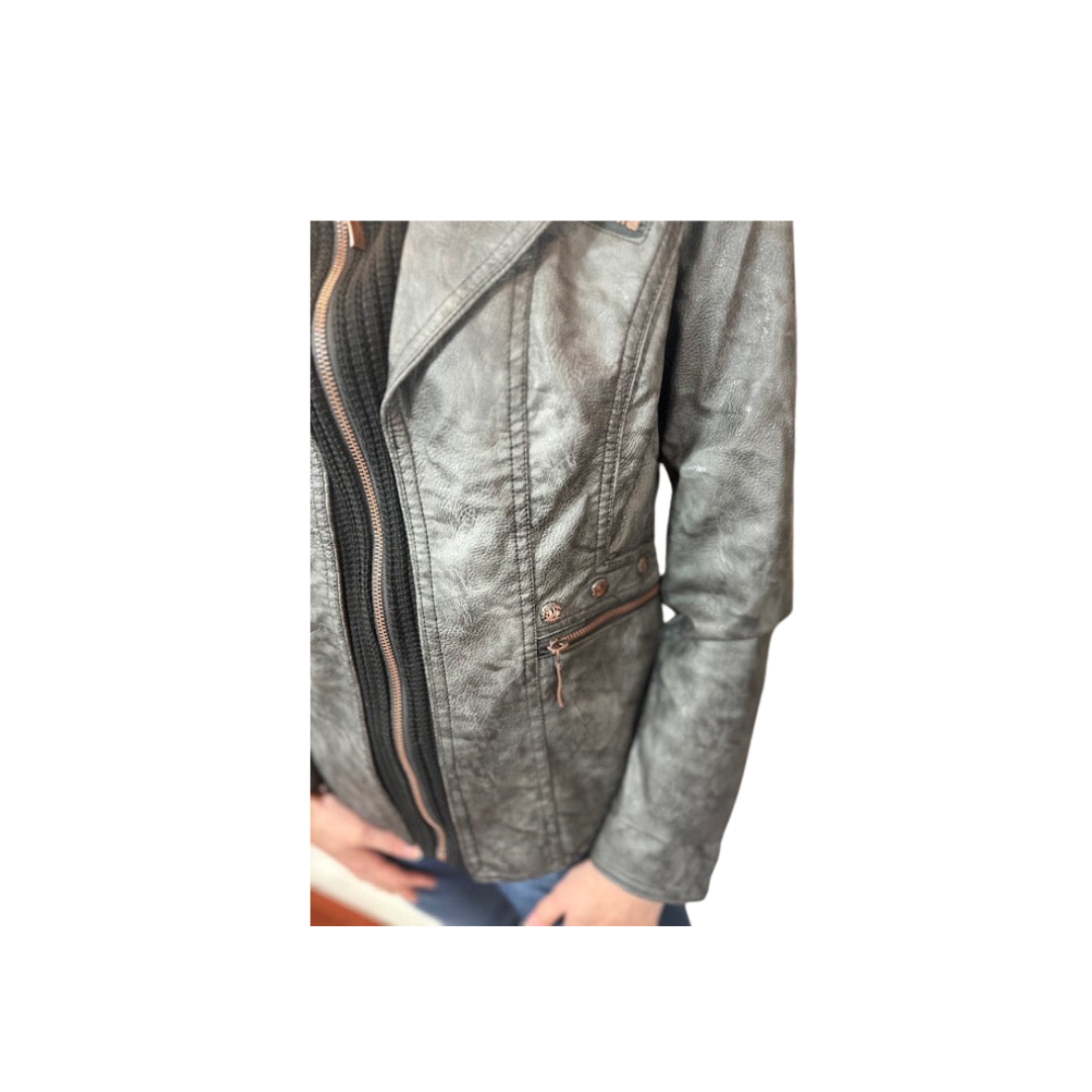 Bernardo Black Faux Leather Jacket with newest Adjustable Waist