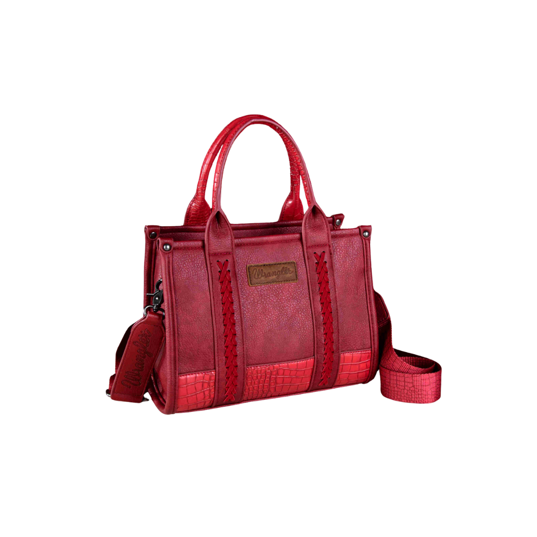 Wrangler Women's Croc Print Concealed Carry Tote Burgundy Crossbody