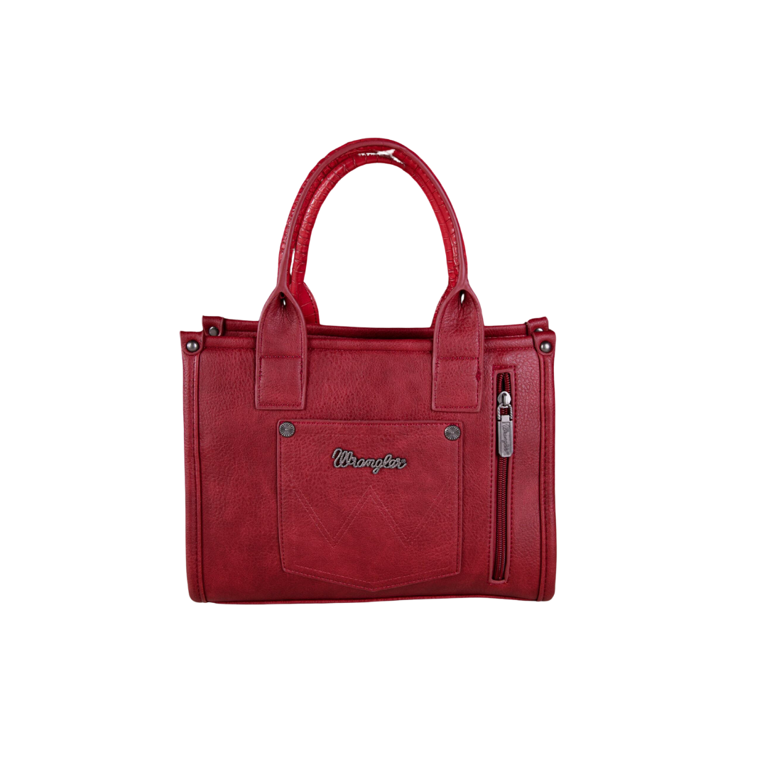 Wrangler Women's Croc Print Concealed Carry Tote Burgundy Crossbody