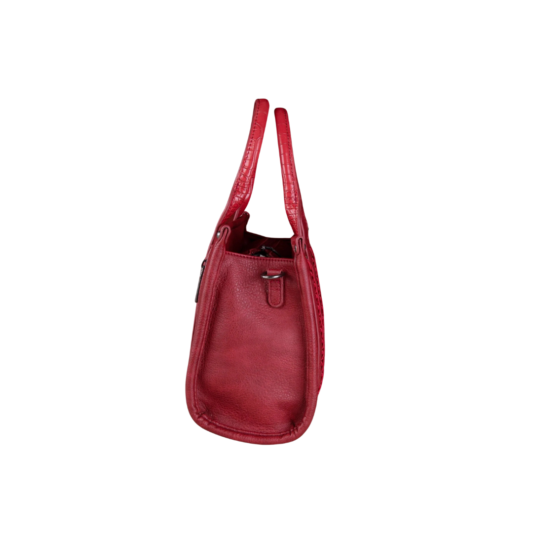 Wrangler Women's Croc Print Concealed Carry Tote Burgundy Crossbody
