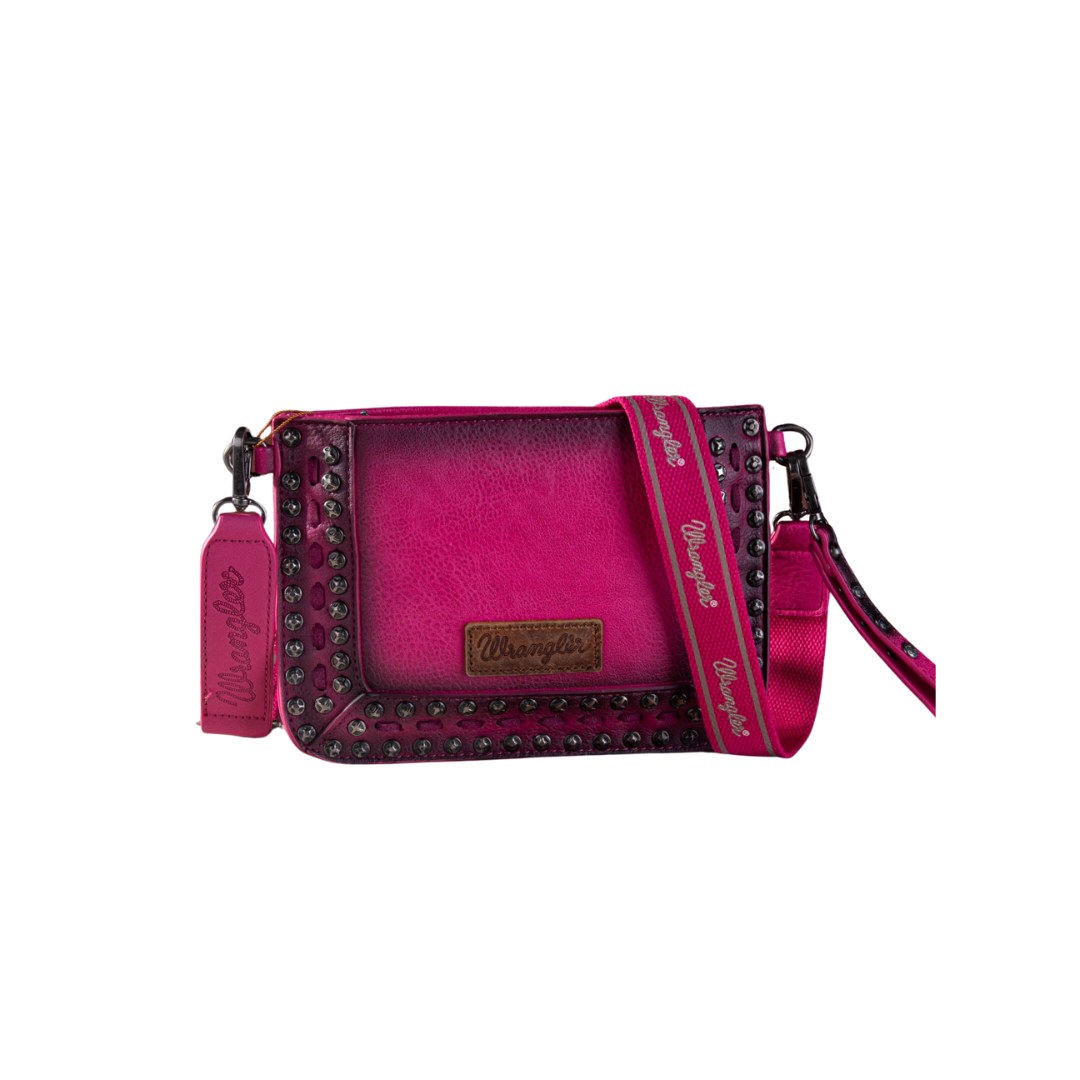 Wrangler Women's Rivets Studded Wristlet Coral Crossbody