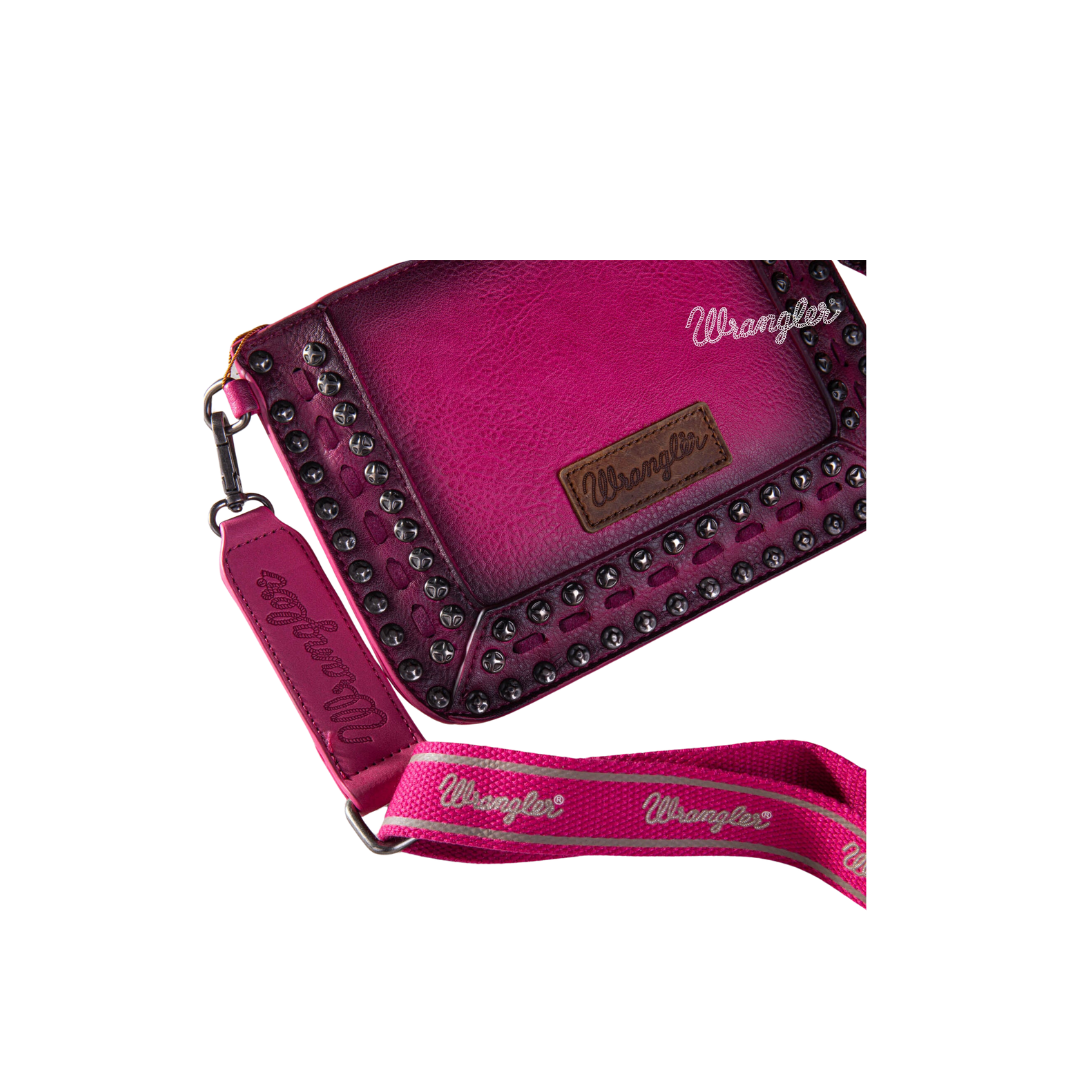 Wrangler Women's Rivets Studded Wristlet Coral Crossbody