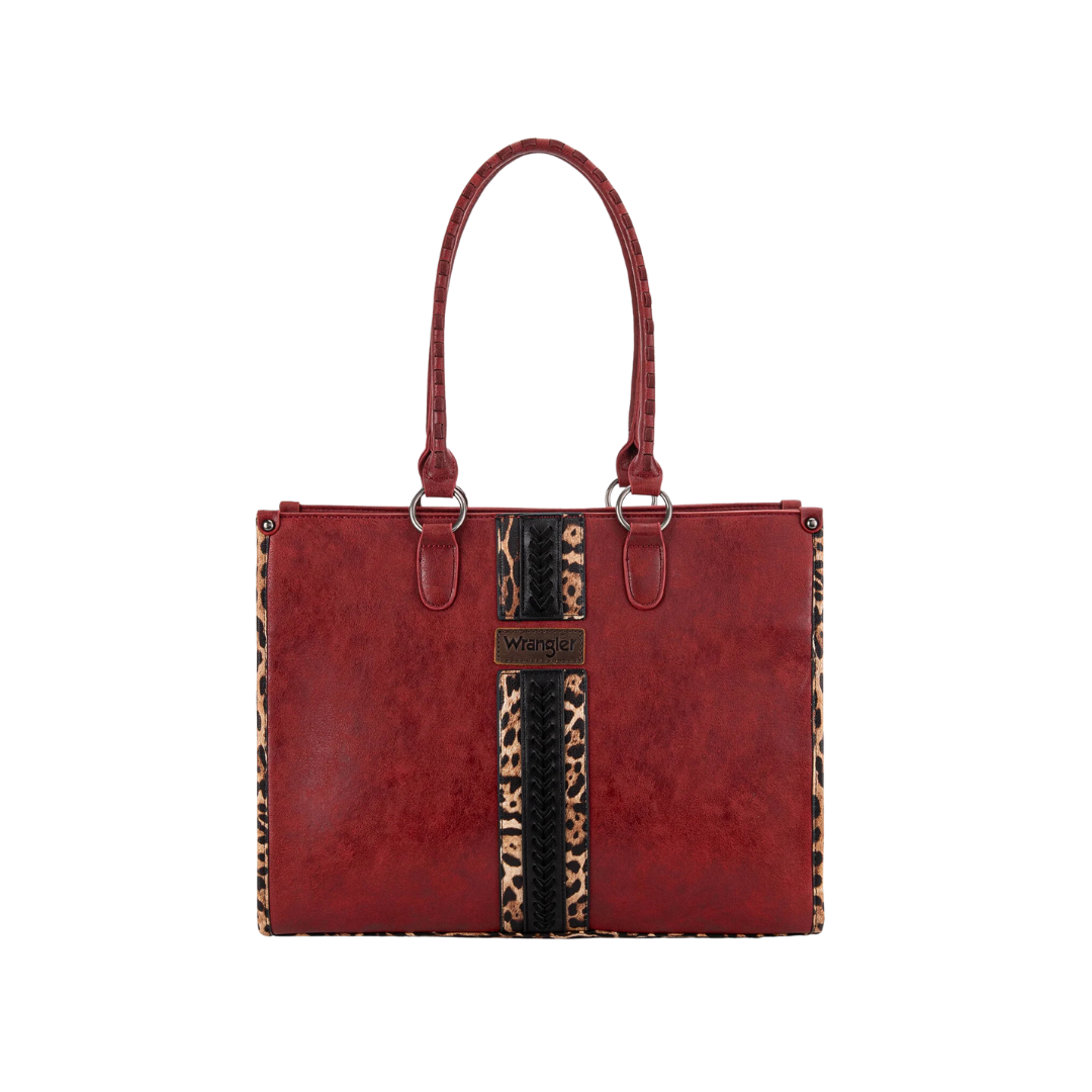 Wrangler Women's Leopard Print Concealed Carry Red Tote