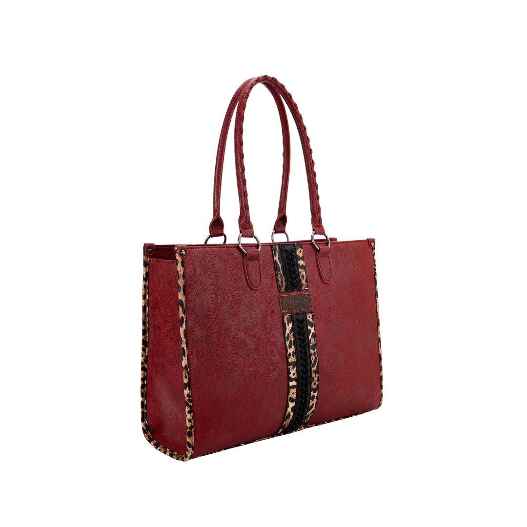 Wrangler Women's Leopard Print Concealed Carry Red Tote