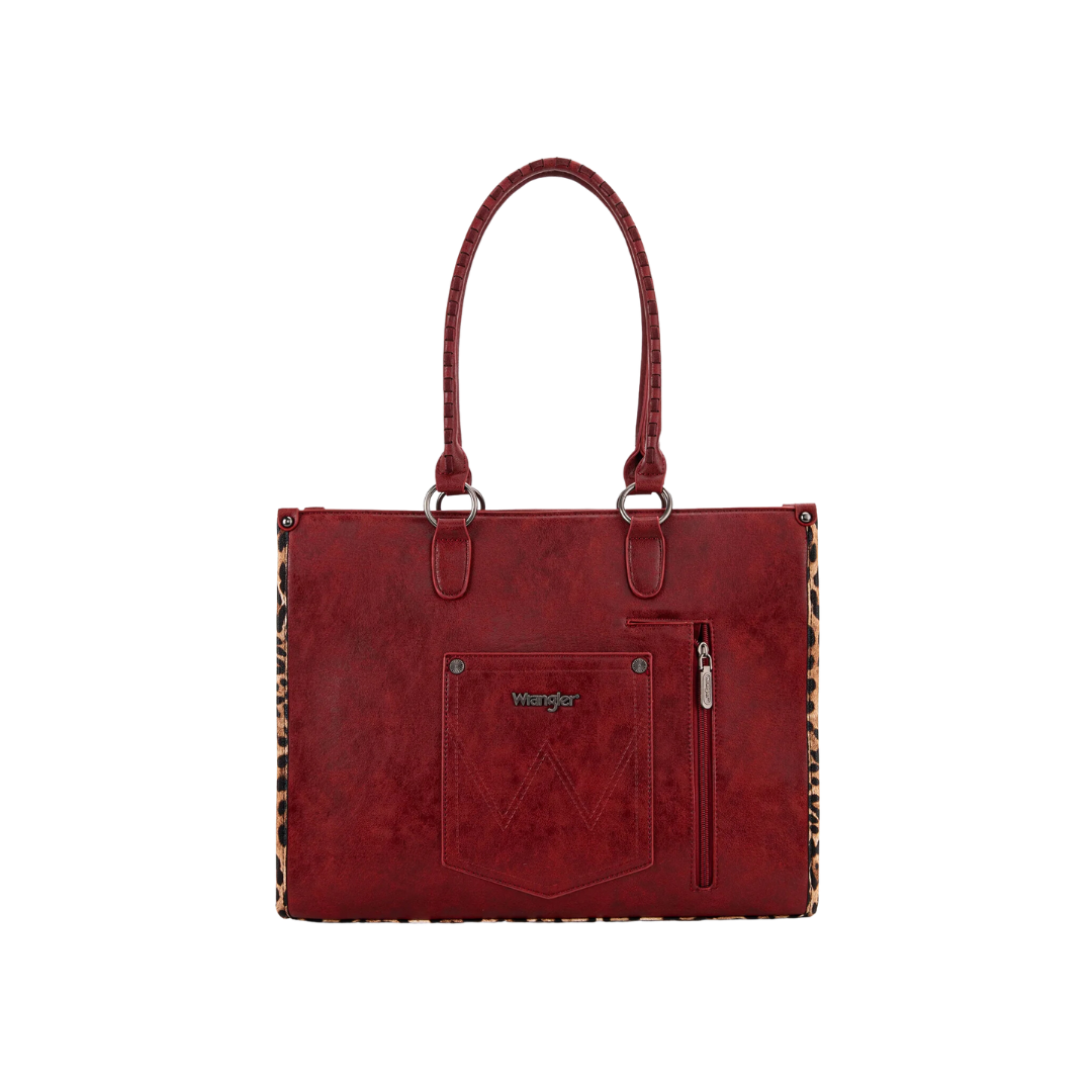 Wrangler Women's Leopard Print Concealed Carry Red Tote