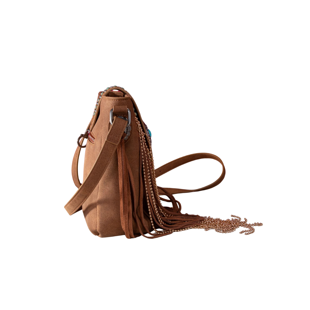 Montana Women's West Fringe Collection Brown Crossbody