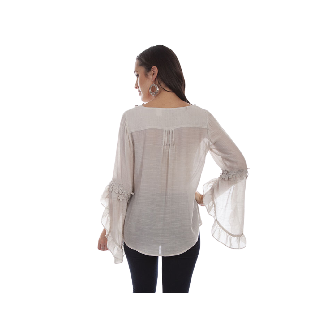 Scully Women's Flowly Sleeve Floral Tan Shirt