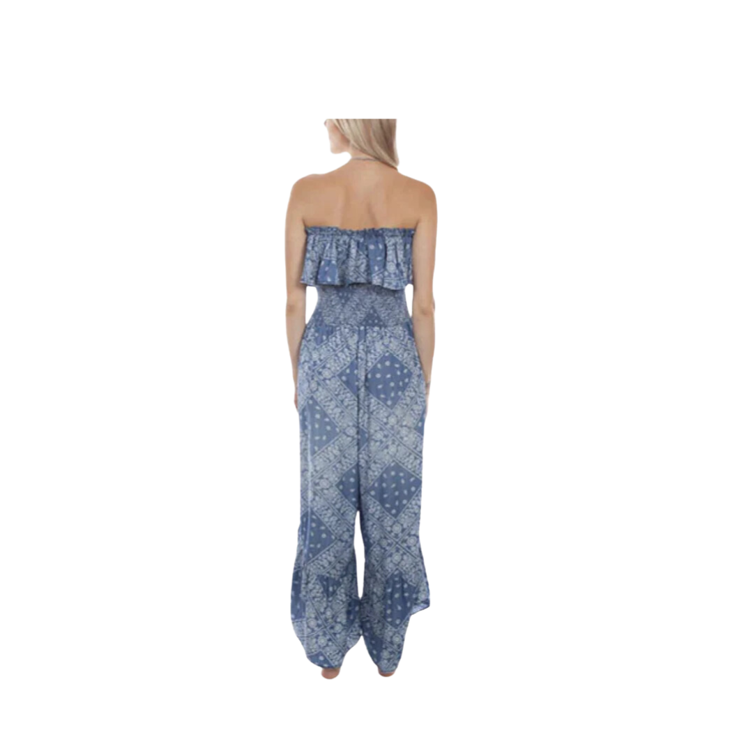 Scully Women's Bandana Paisley Printed Light Blue Jumpsuit